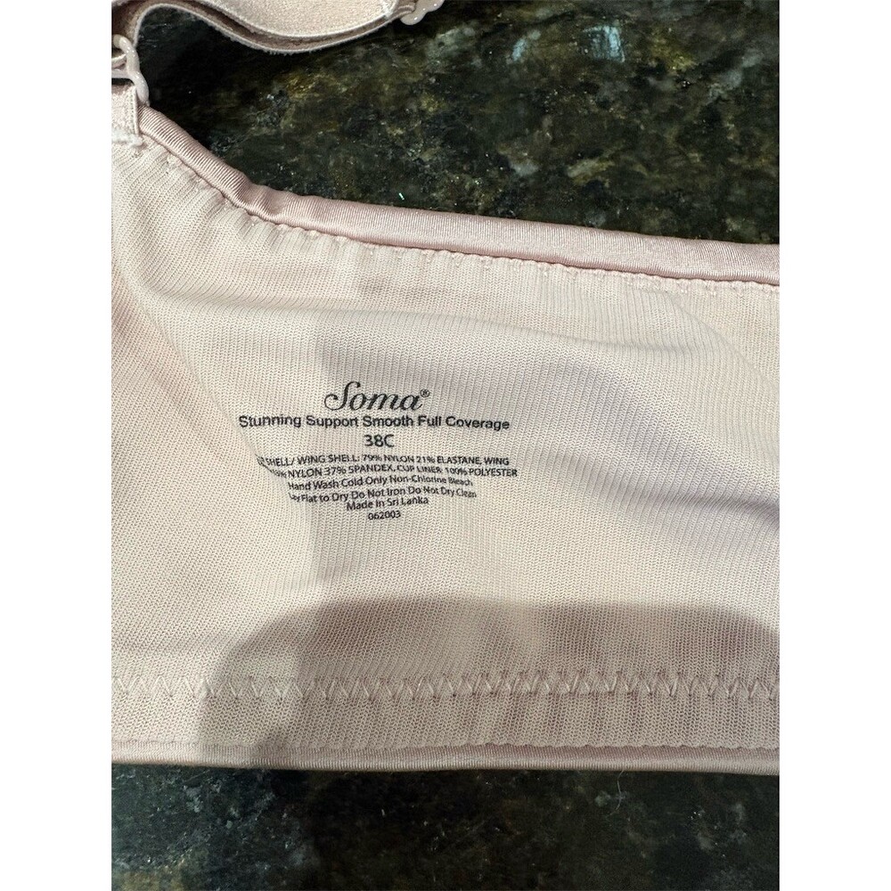 Soma T-Shirt Bra Womens 38C Pink Seamless Underwire Full Coverage - Picture 10 of 10